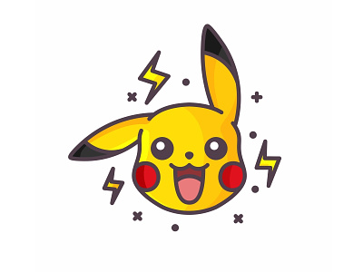 Pikachu cute fast icon illustration lightning outline pikachu pokeball pokemon pokemon go throw