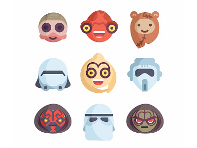Star Wars Emoji No.18 cute emoji set emojis emotions faces flat fun icons illustration smile starwars