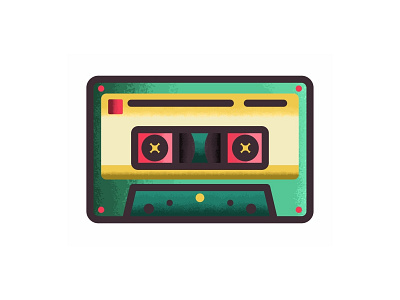 Cassette Tape 80s cassette icon illustration mix tape music plastic reel retro tape texture vintage