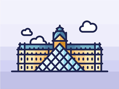 Paris Louvre Museum architecture city design france icons illustration landmark logo mark paris louvre museum skyline symbol
