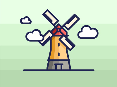 Amsterdam Windmill amsterdam building city field home iconsalon illustration landmark old outline town windmill