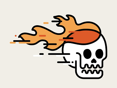 Skull On Fire Outline art burn design fast fire flames illustration logo outline skull speed tattoo