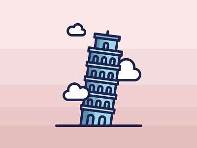 Italy Leaning Tower Of Pisa building city clouds food illustration italy landmark leaning tower of pisa minimal pizza summer vector