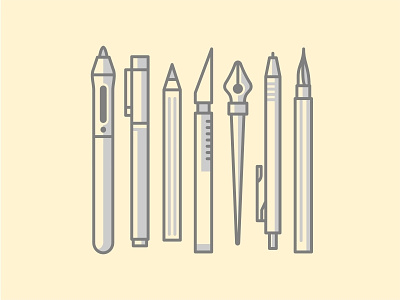 Design tools art brush icons illustration liner marker pattern pen pencil stationery tool vector