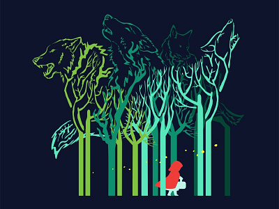 Dark Forest No.2 animation flat forest game ghosts icon ios monsters night red tree wolf