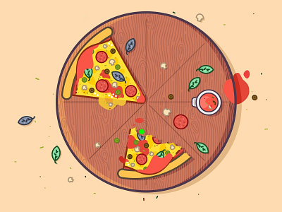 Love Pizza..😍🍕🍕🍕🍕🍕🍕🍕🍕 cheese design food illustration love pepperoni pizza sausage slice tasty wood