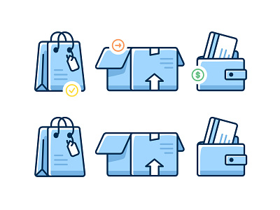 Shopping icons box card creditcard ecommerce icon money outline payment shop store time wallet