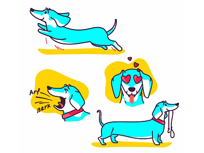 Dachshund part1 app cartoon character dachshund dog hotdog icon ios pet sticker wiener dog yellow
