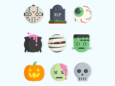 Halloween Emoji No.2 costume emoji frankenstein fun grave halloween icons set mummy pumpkin scary skull zombie