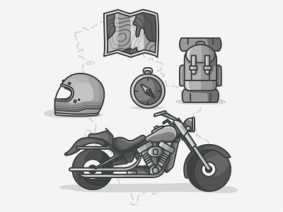 Bike Travel backpack bike compass drive explore icon map moto motorbike motorcycle speed travel