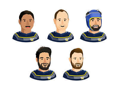 NRL Cowboys characters chat emoji face flat football icons icons set messenger players rugby sport