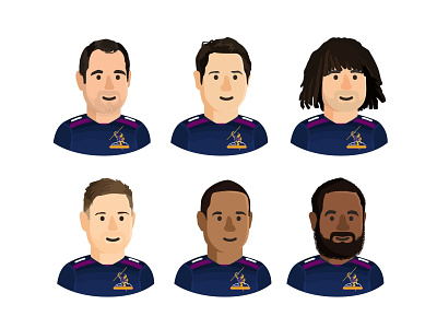 NRL Melbourne Storm characters chat emoji face flat football icons icons set messenger players rugby sport