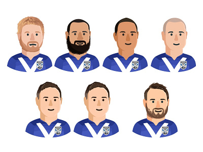 NRL Canterbury Bankstown Bulldogs characters chat emoji face flat football icons icons set messenger players rugby sport