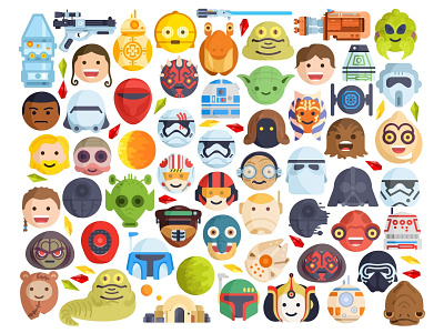 StarWars emoji bb8 blaster emoji face graphic icons set painted rogue one space speeder star wars stormtrooper