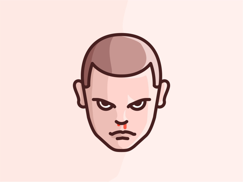 Eleven line design vector 80s tvshow netflix elle stranger things illustration eleven 11