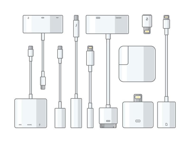 Apple connectors wireless connectors headphones cable mobile iphone icon vector technology metal smart apple
