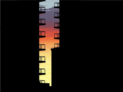 Building in the sunset building city dark flat home illustration minimal street sunset view window