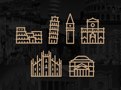 Italy Landmark architecture badge colosseum iconography icons italia landmark milan rome travel world