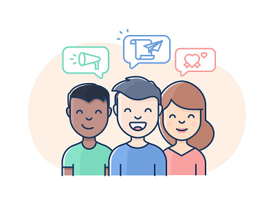 Get involved avatar chat community content cute design explore fun illustration involved story talk