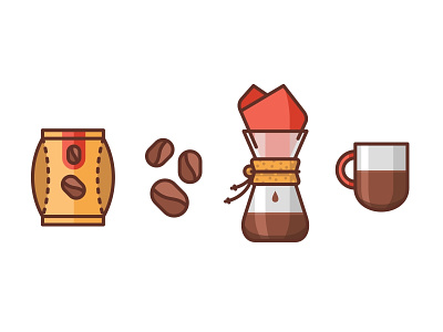 Coffee Love branding caffeine chemex coffee cute flat icon illustration line mug packaging vector