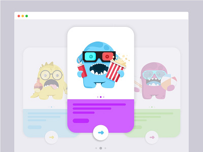 Pick a monster.. 🤔 color cute flat grid icons landing page layout monsters overview ui web design website