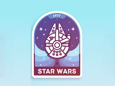 Star Wars badge 🏅 badge galaxy han solo icon illustration millennium falcon outline sci fi ship space spacecraft starwars
