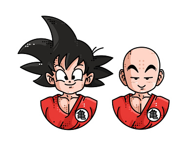 Goku and Kuririn 👥 2d animation avatar character dragonball friends goku illustration kuririn line smile vector