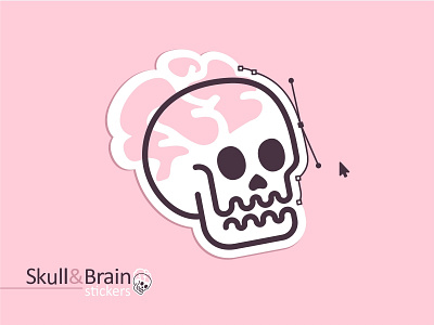 Skull Sticker brain dead death icon illustration mark outline patch skull sticker vector
