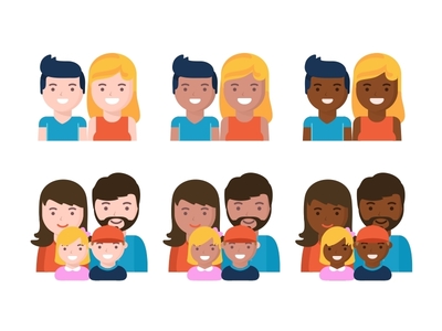 Friends Family avatar children cute face family friends icon illustration parents people smile vector