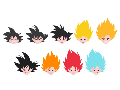 Goku stages 💪 2d animation avatar character dragonball emoji flat friends goku illustration smile vector