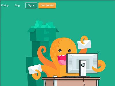 Subbly cute Octopus avatar blog business cutte design flat fun hosting company illustration monster octopus subscription