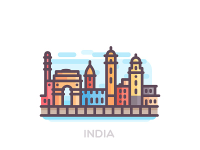 India buildings city color culture icons india landmark location monument outline street travel