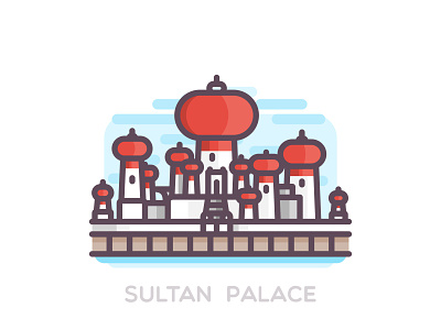 Sultan Palace 2d aladin cartoon city colors disney icon illustration landscape outline palace sultan
