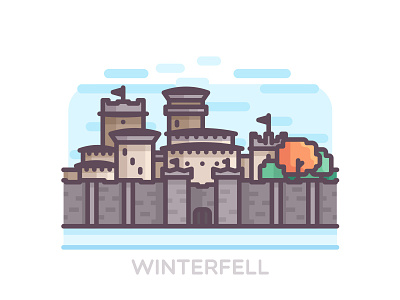 Winterfell castle game of thrones illustration king line stark sword thron tree weapon winterfell
