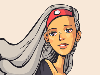 Girl 👩 character colorful desig draw girl hair illustration retro sketch summer vector woman