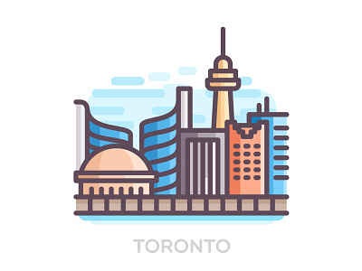 Toronto buildings canada city color icons landmark line playoff skyline sticker mule toronto travel