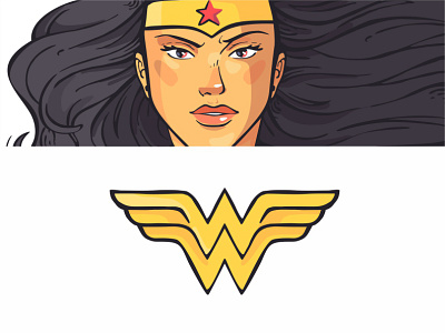 Wonder Woman + W character design colorful cute dc comics female girl logo mark power sign style wonder woman