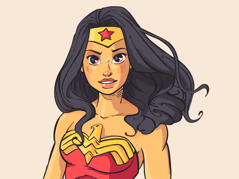 Wonder Woman No2 beautiful character design cute dc comics flat girl illustration pretty sexy smile vector wonder woman