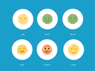 Emoji acne cactus colorful cute dry emoji emoji set oily reactions shine smile sunburn