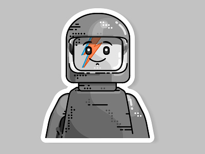 UK Playoff David Bowie Lego Smile Rip character color colorful davidbowie icon lego outline space spaceman sticker sticker mule suit