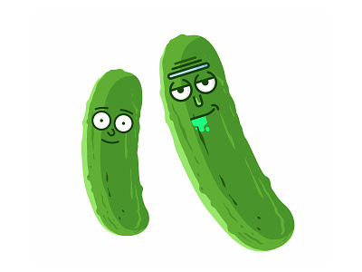 Rick And Morty 🥒🥒 2d cartoon cute fan flat icon illustration kolbisneat pickle pickle rick rick and morty vector