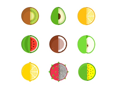 Fruits 🍏🍐🍊🍋🍉🍈🥝🥑 by Aleksandar Savic / almigor on Dribbble