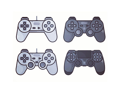 Sony Controllers 80s 90s controller design game game video gamepad gaming illustration joystick retro sony playstation