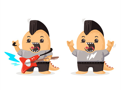 Rock Monster 🎸⚡ avatar character cutte flat guitar mohawk monster music rock rocker rockstar sing