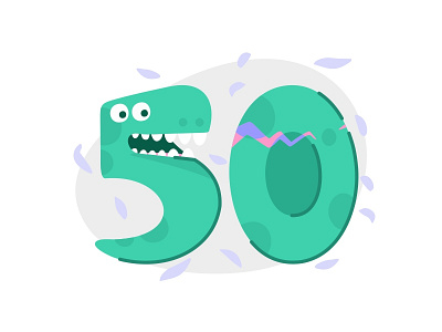 50 Dino 50 colorful cute dino dinosaur egg identity illustration monster number typeface