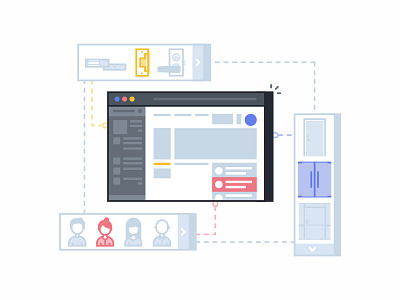 Web Dashboard 2d dashboard data doors graph interface isometric locks navigation people product visualization