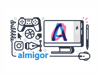 almigor ball computer dribbble instagram monitor mouse pen pen tool profile soni tools user