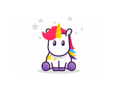 Unicorn 🦄 animal character fantastic female flat identity illustration line magic stickers unicorn vector