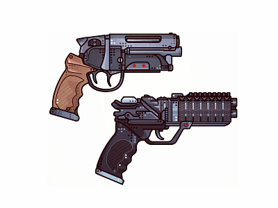 Blade Runner Guns blade runner blaster colors cyberpunk gun icon illustration line design pistol raygun52 texture weapon