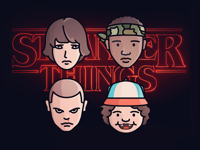 Stranger Things 🖤 80s character design demogorgon dustin eleven elle illustration lucas mike netflix stranger things tv show